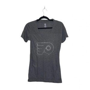 NHL Philadelphia Flyers Dark Gray Rhinestone Graphic Tee Medium Women’s